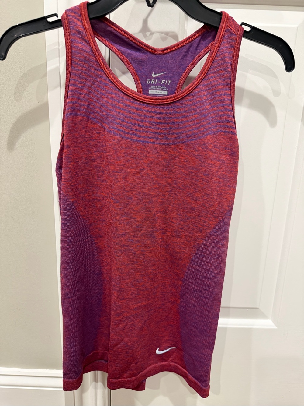 Nike Dri-FIT Racerback Tank in Red and Purple